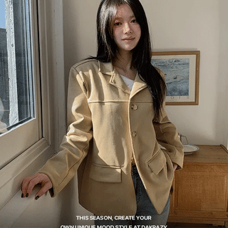 Basic suede oversized jacket
