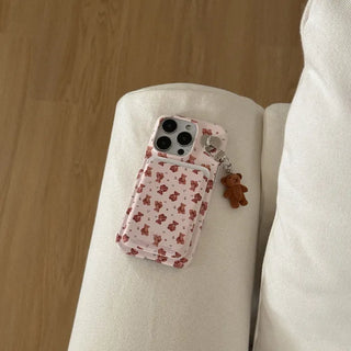Teddy Flower MagSafe Card Slot Wallet Pocket Case