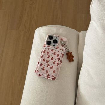 Teddy Flower MagSafe Card Slot Wallet Pocket Case