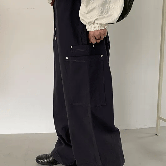 Hibamp Wide Cargo Elastic Pants