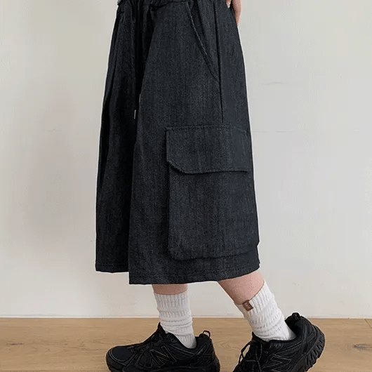 Chanu Raw Denim Bermuda Cargo Pants
