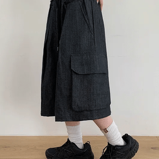 Chanu Raw Denim Bermuda Cargo Pants