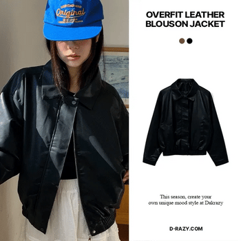 Oversized Leather Blouson Jacket