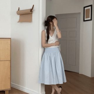 Zerpi Summer Elastic Tiered Midi Skirt