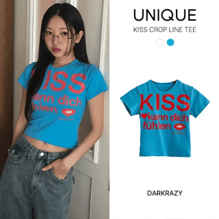 Kiss Crop Line Short Sleeve Tee