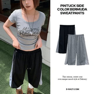 Pintuck Side Color Block Bermuda Training Pants
