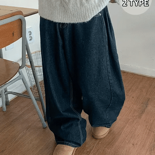 Detney Pintuck Denim Wide Fleece-Lined Pants