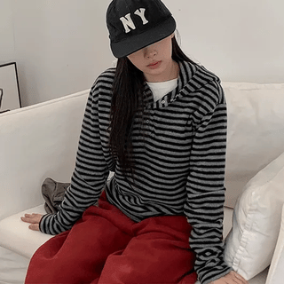Lindel Fleece Striped Brushed Long Sleeve Hoodie