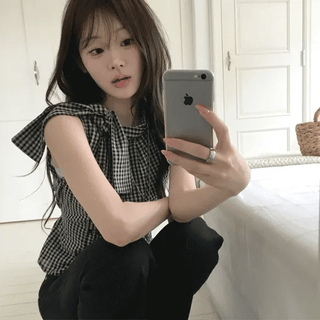 Flat Ribbon Check Top