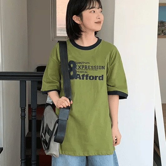 Saven Lettering Color Block Short Sleeve T-shirt