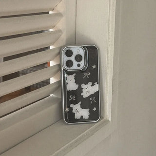 [Support for Abandoned Dogs] Hug Me Dog Pattern iPhone 18 Pro Galaxy Epoxy Silver Bumper Case