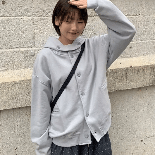 Stem Buckle Cotton Hooded Cardigan