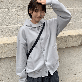 Stem Buckle Cotton Hooded Cardigan
