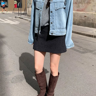Flap pocket vintage denim jacket