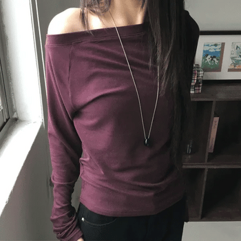 Mite Off-shoulder Long Sleeve Tee