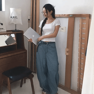 Summer Striped Carpenter Balloon Wide Pants