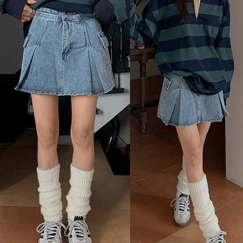 If Pocket Cutout Denim Mini Skirt