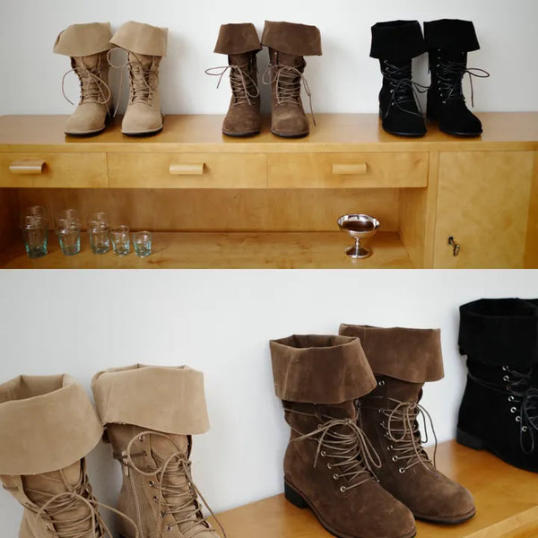 Two-way lace-up boots