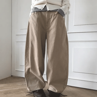 Abel Herringbone Balloon Wide Cotton Pants