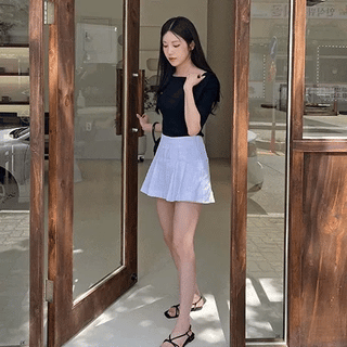 Linen Pleated Skirt-Pants / 100% Linen