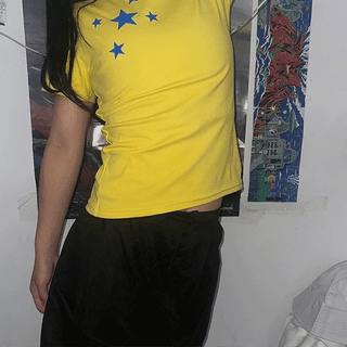 yellow button knit