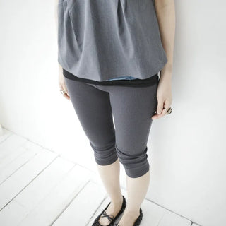 Color-block folding ribbed leggings