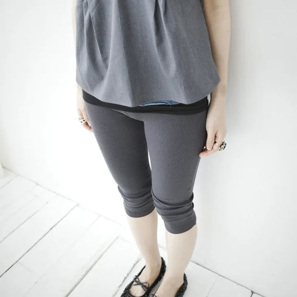 Color-block folding ribbed leggings