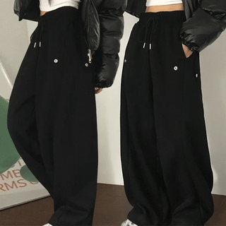 Side Button Wide String Pants