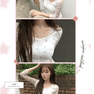 Onew Floral Lace 3-4 Sleeve Top 
