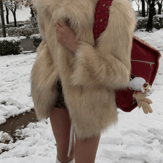 two-tone oversized fur jacket