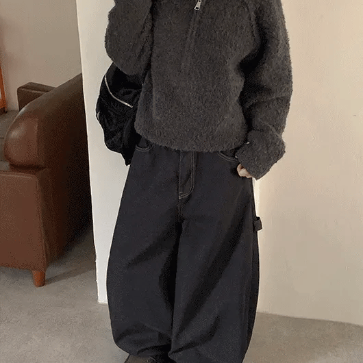 E-Cube Boucle Mix Color Wool Half-Zip Knit