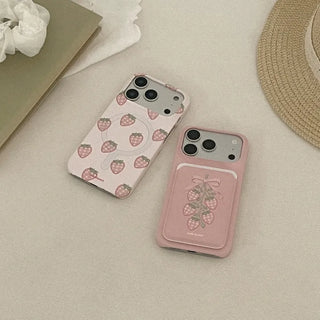 Strawberry Picnic MagSafe Card Slot Wallet Pocket Case