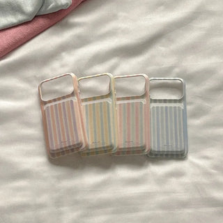 Soft Pastel Stripe MagSafe Hard Phone Case for iPhone 17 Pro