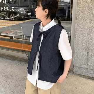 Hanio Denim Ribbon Vest