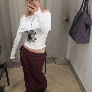 waist stripe midi skirt