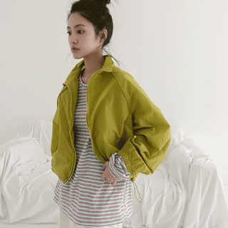 Yvette Raglan High-Neck Windbreaker Jumper