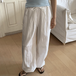 Janey Summer Cotton Cargo Back Elastic Pants
