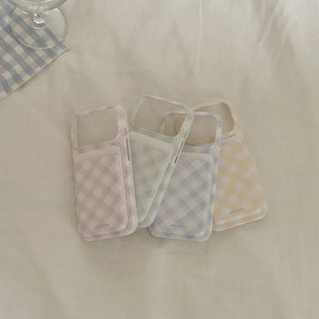 Cotton Check MagSafe Card Slot Wallet Pocket Case