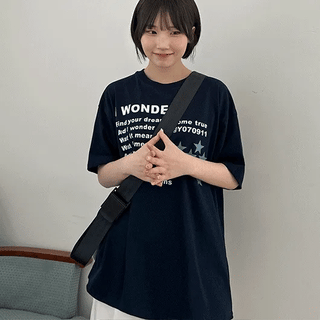 Matte Star Print Oversized Short Sleeve Tee