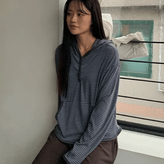 Coudelin Button Stripe Hoodie
