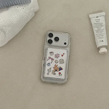Sweet Bunny MagSafe Clear Card Wallet Pocket Case