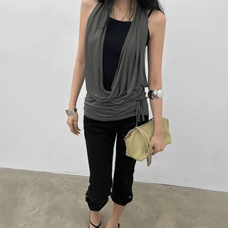 DRAPE WRAP LAYERED SLEEVELESS
