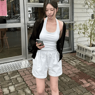 Summer Cotton Elastic Waist Shorts