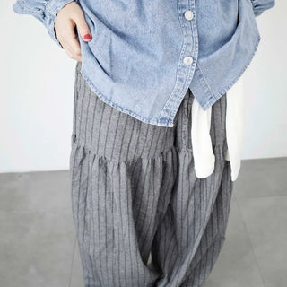 Shirred striped pants