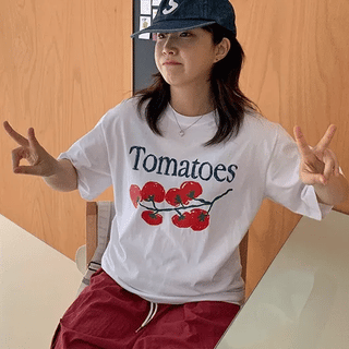 Friendy Tomato Printed Short Sleeve T-shirt