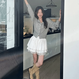 Lace terry skirt