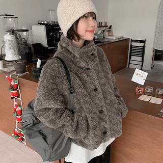 Lilf Curly High-Neck Crop Jacket