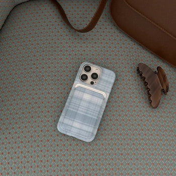 Autumn Check MagSafe Card Slot Wallet Pocket Case