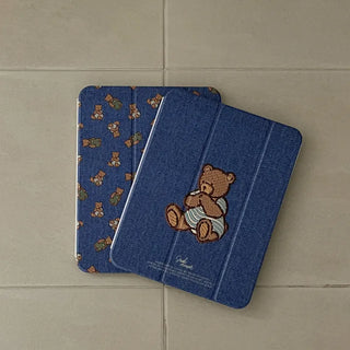 Teddy in Denim iPad Pro Air 13/11 Clear Detachable Cover Case