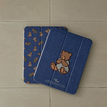 Teddy in Denim iPad Pro Air 13/11 Clear Detachable Cover Case